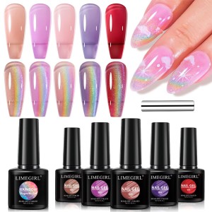 Nail art bestseller rainbow cat eye glue laser rainbow dazzling crystal rainbow cat eye nail salon nail oil glue in stock