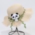 New Summer Children's Cute Panda Leaf Wave brimmed Straw Hat Outdoor Cool Beach Hat Wholesale