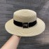 French white straw hat, women's summer fashion, M-letter top hat, beach hat, travel sunscreen, sun hat, looks small on the face