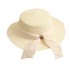 Korean version elegant bow flat top grass hat for women, Xia Ping along the sun protection and sunshade hat, outdoor travel beach hat