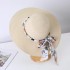 Simple countryside flower bow ribbon straw hat for children's spring and summer beach outings, sun protection, large eave elegant basin hat