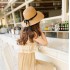 Wholesale of grass hats, small chili hats, ladies' summer bow grass hats, sun protection beach sun hats