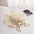 Summer outdoor travel hat women's chiffon bow ribbon straw hat large brim sun protection and sun shading versatile sun hat