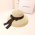 Retro Hepburn Black Internet Celebrity Straw Hat Sunscreen Vacation Beach Hat Women's Summer Large brimmed Sun Hat