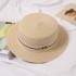 Hat Women's Summer British Flat Top Hat Beach Sunscreen Straw Hat Fashion Flat brimmed Korean Edition Casual Hat