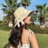 Fashionable big bow beach hat, summer women's sun protection, fashionable sunshade hat, beach grass hat