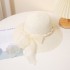 2024 Large brimmed Pearl Ribbon Straw Hat Sunshade Sun Hat Straw Woven Hat Paper Hat Large brimmed Beach Hat