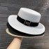 French white straw hat, women's summer fashion, M-letter top hat, beach hat, travel sunscreen, sun hat, looks small on the face