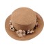 Flat topped straw hat for women in summer, sun protection and sunshade hat, artistic and fresh floral wreath, straw hat with flat edge, top hat for travel