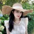 Summer Outdoor Large brimmed Beach Outing Sun Hat Women's Woven Hairy Straw Hat Bohemian Style Beach Hat