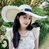 Summer Outdoor Large brimmed Beach Outing Sun Hat Women's Woven Hairy Straw Hat Bohemian Style Beach Hat