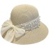 Summer Elegant Grass Weaving Pearl Mesh Sunshade Straw Hat Women's Bow French Sunscreen Hat Beach Fisherman's Hat Basin Hat