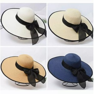 Sun hat women's summer trendy versatile sun protection outdoor travel big edge sun hat foldable beach butterfly grass hat