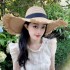 Summer Outdoor Large brimmed Beach Outing Sun Hat Women's Woven Hairy Straw Hat Bohemian Style Beach Hat