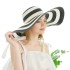 Summer women's sun hat Korean version new classic black and white striped big edge beach straw hat sunscreen sun hat