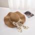 Summer outdoor travel hat women's chiffon bow ribbon straw hat large brim sun protection and sun shading versatile sun hat