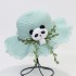 New Summer Children's Cute Panda Leaf Wave brimmed Straw Hat Outdoor Cool Beach Hat Wholesale