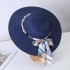 Simple countryside flower bow ribbon straw hat for children's spring and summer beach outings, sun protection, large eave elegant basin hat