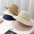 2024 Large brimmed Pearl Ribbon Straw Hat Sunshade Sun Hat Straw Woven Hat Paper Hat Large brimmed Beach Hat