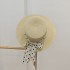 New Fashion Straw Hat for Women in Summer with Ribbon Bow Sunshade and Sunscreen Hat French Flat Top Casual Straw Weaving Sun Hat