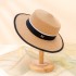 Summer Sunscreen Monochrome Spot Butterfly Knot Women's Flat Top Big Eaves Summer Satin M Mark Warped Straw Hat