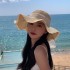 Korean version lace bow big hat brim grass hat women's summer British sun shading hat beach sweet fisherman hat