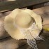 French bow lace lace lace lace straw hat for women's summer vacation style seaside big brim sun shading hat