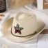 Summer Korean version of Western cowboy children's sun hat for girls and boys, baby grass hat with five pointed star hat, children's grass hat with five stars