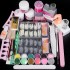 Nail art set, complete set of crystal powder, white powder, transparent set, 12 color glitter powder, French nail beginner's learning set