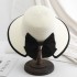 Straw hat children, summer sun protection, foldable large eave bow, wrapped edge, open ponytail, fashionable temperament Korean version