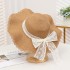 Summer women's woven straw hat Korean version large brim lace bow sun protection hat high-end beach hat