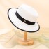 Summer Sunscreen Monochrome Spot Butterfly Knot Women's Flat Top Big Eaves Summer Satin M Mark Warped Straw Hat