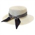 Straw hat women's new style ribbon British style flat top sun hat, face covering, summer outdoor sun hat, big brimmed top hat