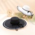 Summer black and white color blocked hollow ribbon versatile beach eaves letter embroidery sunscreen women's UV resistant straw hat