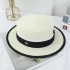 Summer Sunscreen Monochrome Spot Butterfly Knot Women's Flat Top Big Eaves Summer Satin M Mark Warped Straw Hat