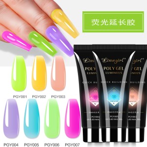 Nail crystal extension glue, paper free holder, quick extension model glue, phototherapy fluorescent color nail art 15ml crystal glue