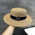 French white straw hat, women's summer fashion, M-letter top hat, beach hat, travel sunscreen, sun hat, looks small on the face