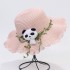 New Summer Children's Cute Panda Leaf Wave brimmed Straw Hat Outdoor Cool Beach Hat Wholesale