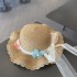 Summer Little Girl Sunshade Princess Beach Sunscreen Straw Hat Summer Baby Girl Sun Fisherman Hat Parent Child Bag