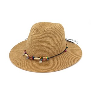 Summer men's and women's straw hats Instagram fashion rice bead sun hat Panama straw hat retro bohemian style sun hat