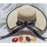 Summer Korean version bow bow grass hat, small fragrant wind, ribbon, large eave sun hat, beach vacation sun protection, beach hat for women