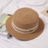 Hat Women's Summer British Flat Top Hat Beach Sunscreen Straw Hat Fashion Flat brimmed Korean Edition Casual Hat