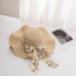 Summer outdoor travel hat women's chiffon bow ribbon straw hat large brim sun protection and sun shading versatile sun hat