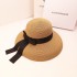 Retro Hepburn Black Internet Celebrity Straw Hat Sunscreen Vacation Beach Hat Women's Summer Large brimmed Sun Hat