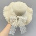 Korean version lace bow big hat brim grass hat women's summer British sun shading hat beach sweet fisherman hat