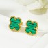 Hot selling titanium steel four leaf clover shell mother earrings 18K non fading, simple and versatile, high-end and lucky earrings