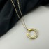 Cross border European and American C home circular pendant necklace simple and versatile collarbone chain jewelry titanium steel strip diamond pendant chain wholesale