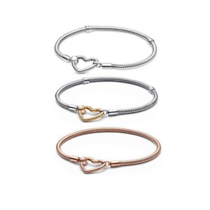 Pan Family White Copper Bracelet Women's Spring Buckle TODIY Basic Interchain Color Chain Heart O-shaped Split Gold Plated Silver