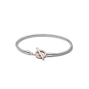 Pan Family White Copper Bracelet Spring Buckle TO Basic Chain DIY Intercolor Chain Heart O-shaped Split Gold Plated Silver