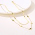 Korean version stainless steel retro popular titanium steel flat snake chain versatile collarbone chain jewelry round mother of pearl double-layer necklace for women